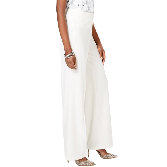 NWT INC Wide-Leg Crêpe Side Zip High Waist Pants - Picture 2 of 3